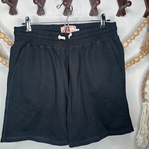 Bather Black Cotton Drawstring Shorts